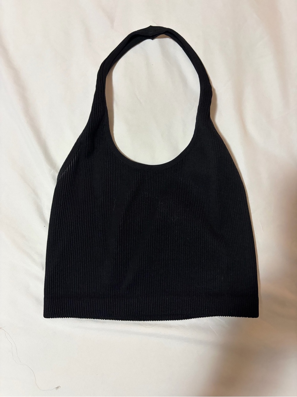 Cotton On Black Ribbed Halter Crop Top